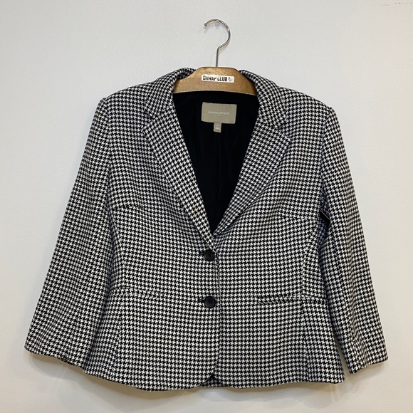 BANANA REPUBLIC jacket blazer houndstooth black white - Picture 1 of 5